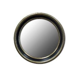  Burts 38.5 Inch Round Gold and Espresso Bathroom Mirror 