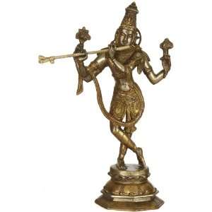 Lord Krishna (Antiquated Sculpture)   Brass Sculpture:  