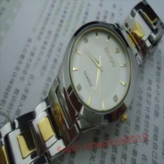 Mens Boys Quartz Wrist Watch Classic Dial Gold &Silver Stainless Steel 
