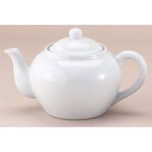  6 Cup White Ceramic Tea Pot with Infuser: Kitchen & Dining
