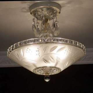 1930s STELLAR vintage ART DECO glass Ceiling Light Fixture CHANDELIER 
