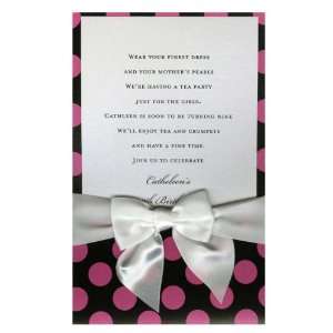  Bouncing Pink Dots with White Bow Pocket Invitations 