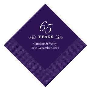  65th Anniversary Napkins   Wedding   Personalized   25 