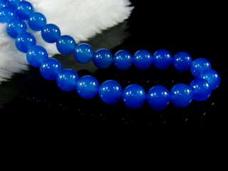 YSS93 Natural blue agate round beads strand 16 charm  