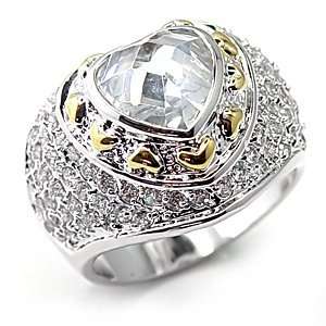  Inverse Plated Brass Ring with Clear CZ Jewelry