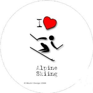  I Love Alpine Skiing 2.25 inch (6cm) Square Sticker Pack 