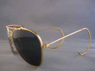 Vintage WWII Pilot Cablebar Gold Aviator Sunglasses 14A  
