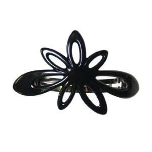   Dainty Open Daisy Flower Automatic Barrette In Classic Black: Beauty