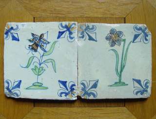 Dutch Delft Tile Flower Circa 1625  