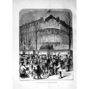  1869 NEW YEARS DAY BOULEVARDS CHILDREN BUILDINGS PRINT 