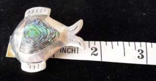 VTG Fish Pin Sterling Silver Abalone Shell Jewelry Gift Box  