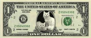 SIBERIAN CAT Novelty U.S. Dollar Bill Bookmark  