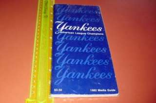 1982 AMERICAN LG CHAMPIONS NEW YORK YANKEES MEDIA GUIDE  