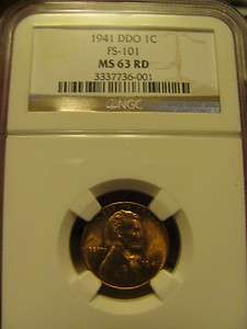 1941 DDO FS 101 NGC MS63 RED Lincoln Cent   