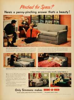 1950 Ad Hide A Bed Simmons Company Fold Out Sofa Berkeley Couch Lawson 