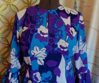 Mod A Go Go Vintage 1960s Flower Power Psychedelic Mini Dress Made in 