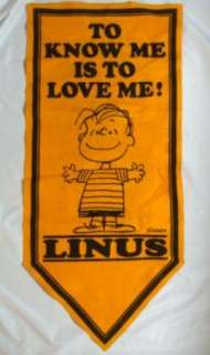 Peanuts Linus Flag Orange Pennant Wall Hanging 1970  