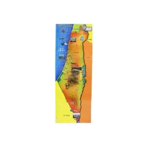  25x72 cm. Multicolor Paper Illustrated Map of Israel 