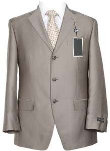 395 Sean John 40R Mens Taupe Silver Beige Suit  