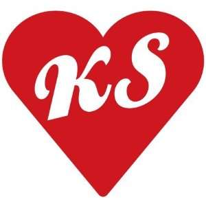 Kansas State Abbreviation KS Heart   Decal / Sticker:  