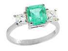 29ct Three Stone Colombian Emerald & Diamond Ring in 