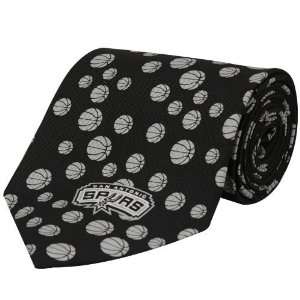  San Antonio Spurs Black Basketball Print Silk Neck Tie 