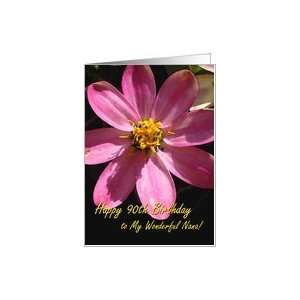  90th Birthday for Nana, Pink Flower Card Health 