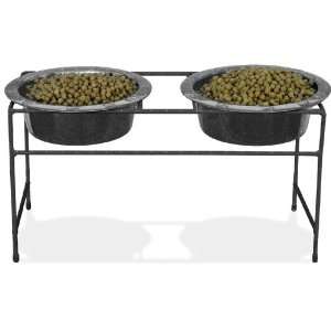  Platinum Pets Silver Modern Double Diner Stand with 64oz 