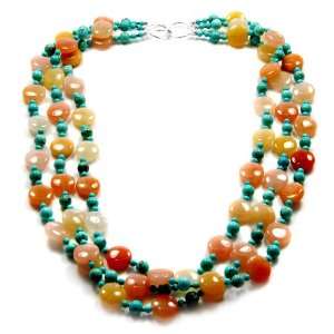   Turquoise Knotted Necklace with 925 Sterling Silver Clasp 20 Jewelry