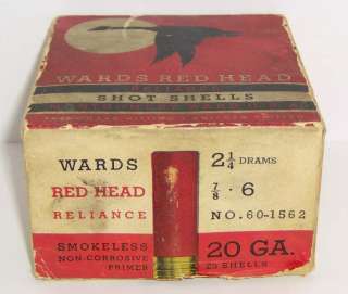   RED HEAD RELIANCE SHOT SHELLS 20 GA EMPTY SHOTGUN SHELL BOX  