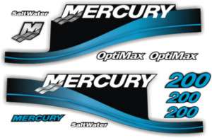 Mercury outboard optimax 200hp Blue decals graphics  