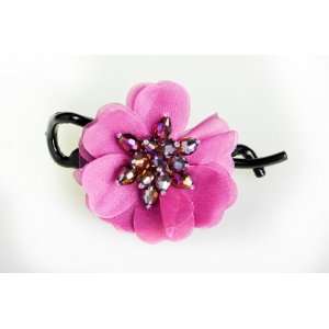   Jupiter Fashion Hair Clip / Barrette Pink Camellia Gems 2096: Jewelry