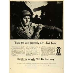   Saving WWII Soldier Wartime $100 War Bonds Loan   Original Print Ad