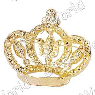 Crown Rhinestone Golden Plated 50*55MM Christmas Brooch  