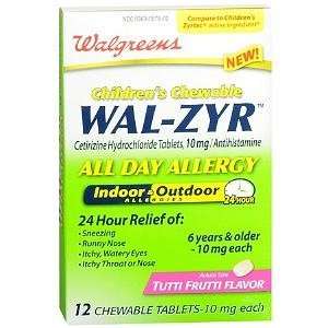 Walgreens Wal Zyr Childrens All Day Allergy Chewable Tablets, 12 ea
