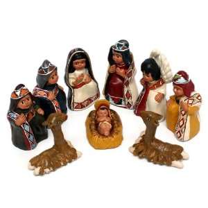  Ceramic nativity scene, Inca Christmas (set of 9): Home 