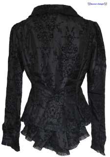 NEW SPIN DOCTOR BLACK HELIA STEAMPUNK GOTH BROCADE DOUBLE BREASTED 