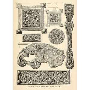 1892 Woodcut Harness Gilt Bronze Iron Age Gotland Sweden Scandinavia 
