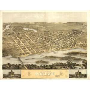  Map Birds eye view of the city of Portage, Columbia Co., Wisconsin 