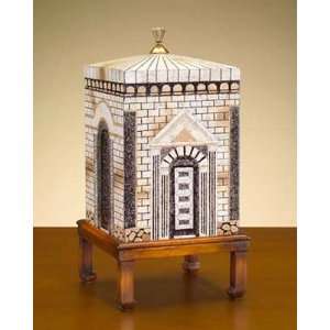    Architectural Eggshell Crackle Box On Wooden Stand