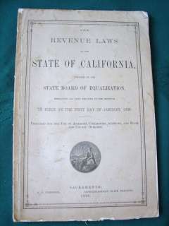 CALIFORNIA State Revenue Laws 1896 Book  