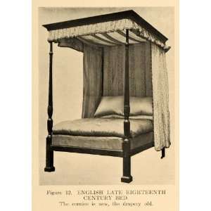 1918 Print English 18th Century Bed Cornice Canopy Wood   Original 