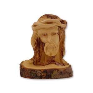  Olive Wood Jesus Bust With Bark