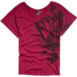 Fox Racing Womens Late Bloomer V Neck Wedge T Shirt   Large/Scarlet