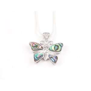 Abalone 23 By 28mm Butterfly Pendant Comes with High Quality Silver 