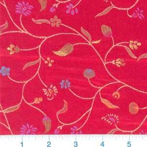   Oriental Brocade Vine Flowers Red Fabric By The Yard: Arts, Crafts