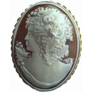   Goddess of Harvest Ceres, Cameo Pin Pendant 14k Gold Italian Jewelry