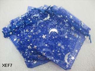 50 Blue Moon Star organza wedding bags 3x3.5inch XEF7  