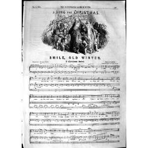  1850 SHEET MUSIC SONG CHRISTMAS SMILE OLD WINTER BALLAD 