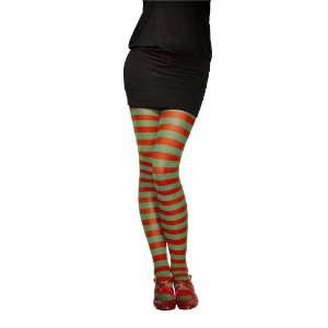 Lets Party By Smiffys USA Red and Green Striped Tights   Adult / Red 